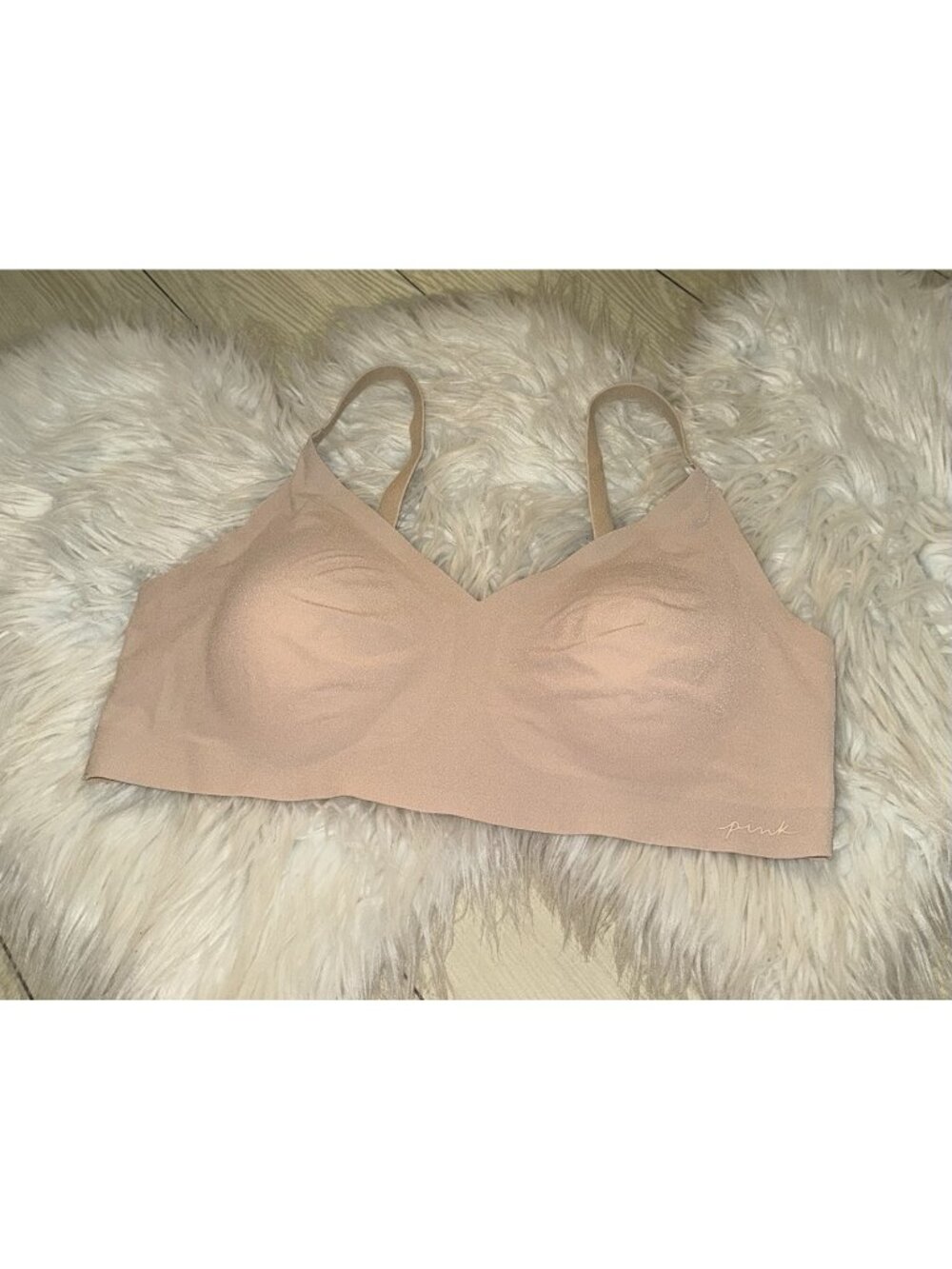 Pink Victorias Secret Bralette Bra Lined Seamless WF Womens XL XLarge Beige